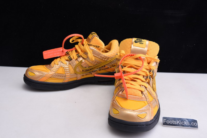 ofw x nike air rubber dunk “university gold cu6015-700